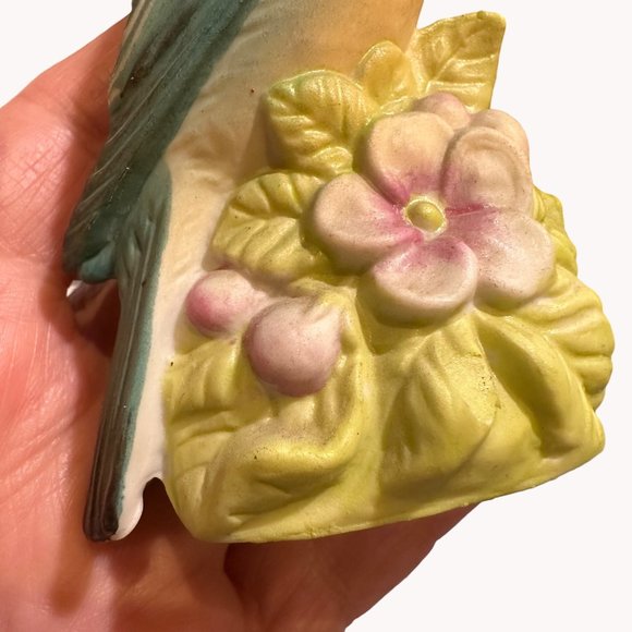 Blue Bird Floral Salt Shaker Made in Japan Sculpture Blue Pink Green Yellow - Picture 9 of 15